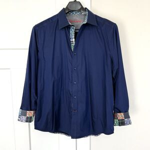 Robert Graham Navy Blue Casual Button Down Shirt